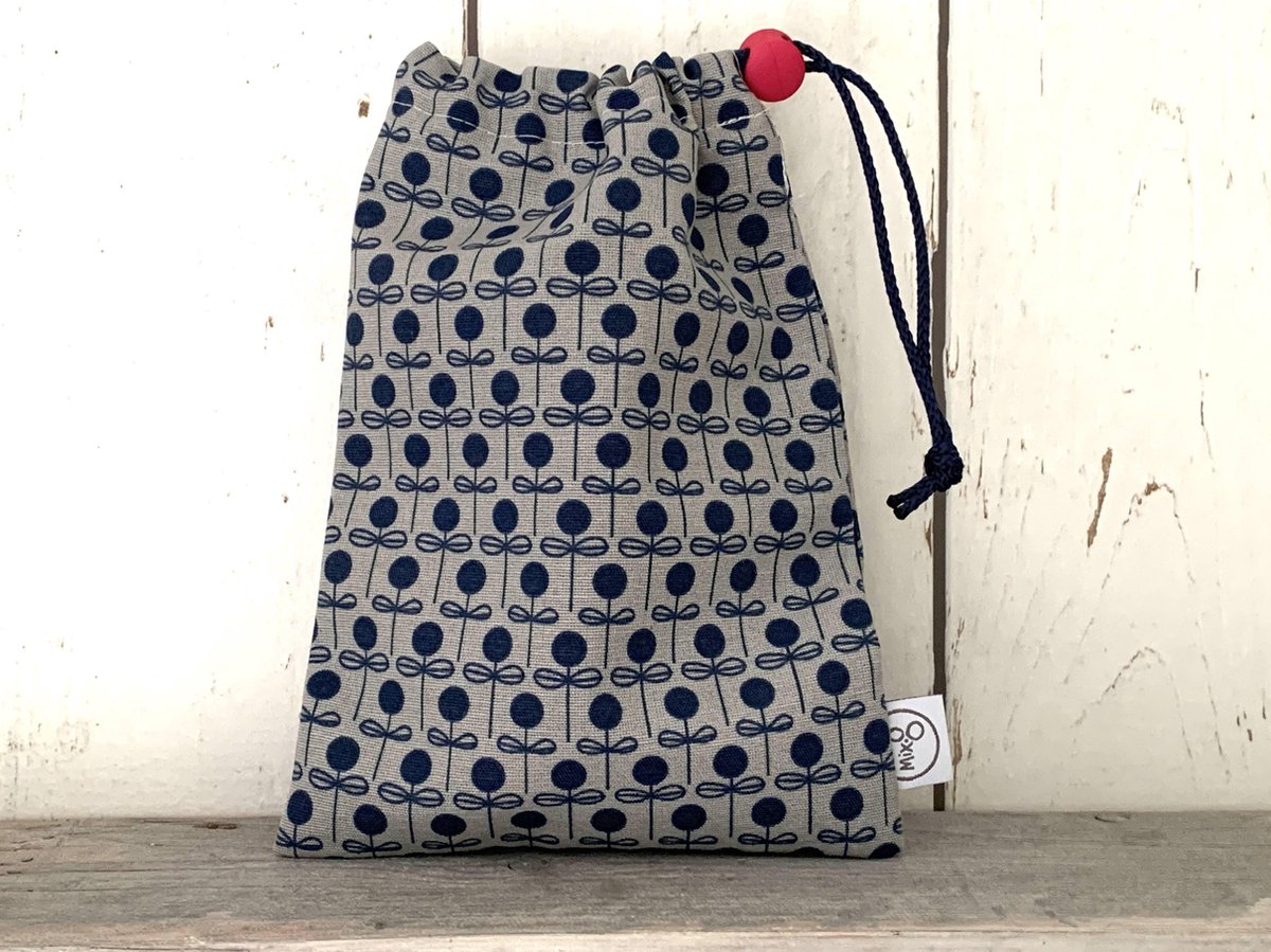 MixG | Knikkerzak| Grijs met blauwe bloemetjes | Meisje